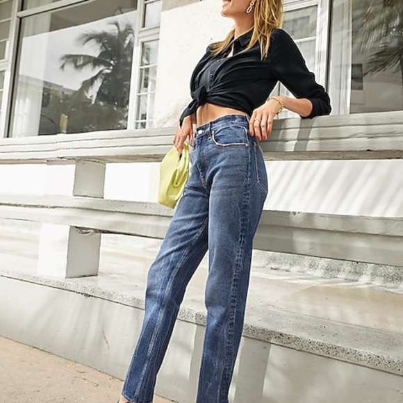 Express Straight Ankle High Rise Jeans Size 8 Long - Picture 2 of 9